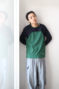 HOLTER NECK LONG SLEEVE T-SHIRT / NAVY-GREEN [金沢店]