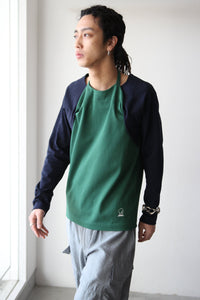 HOLTER NECK LONG SLEEVE T-SHIRT / NAVY-GREEN [金沢店]