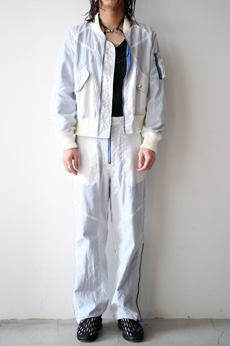 SHEER NYLON FLIGHT TROUSERS / WHITE [20% OFF]