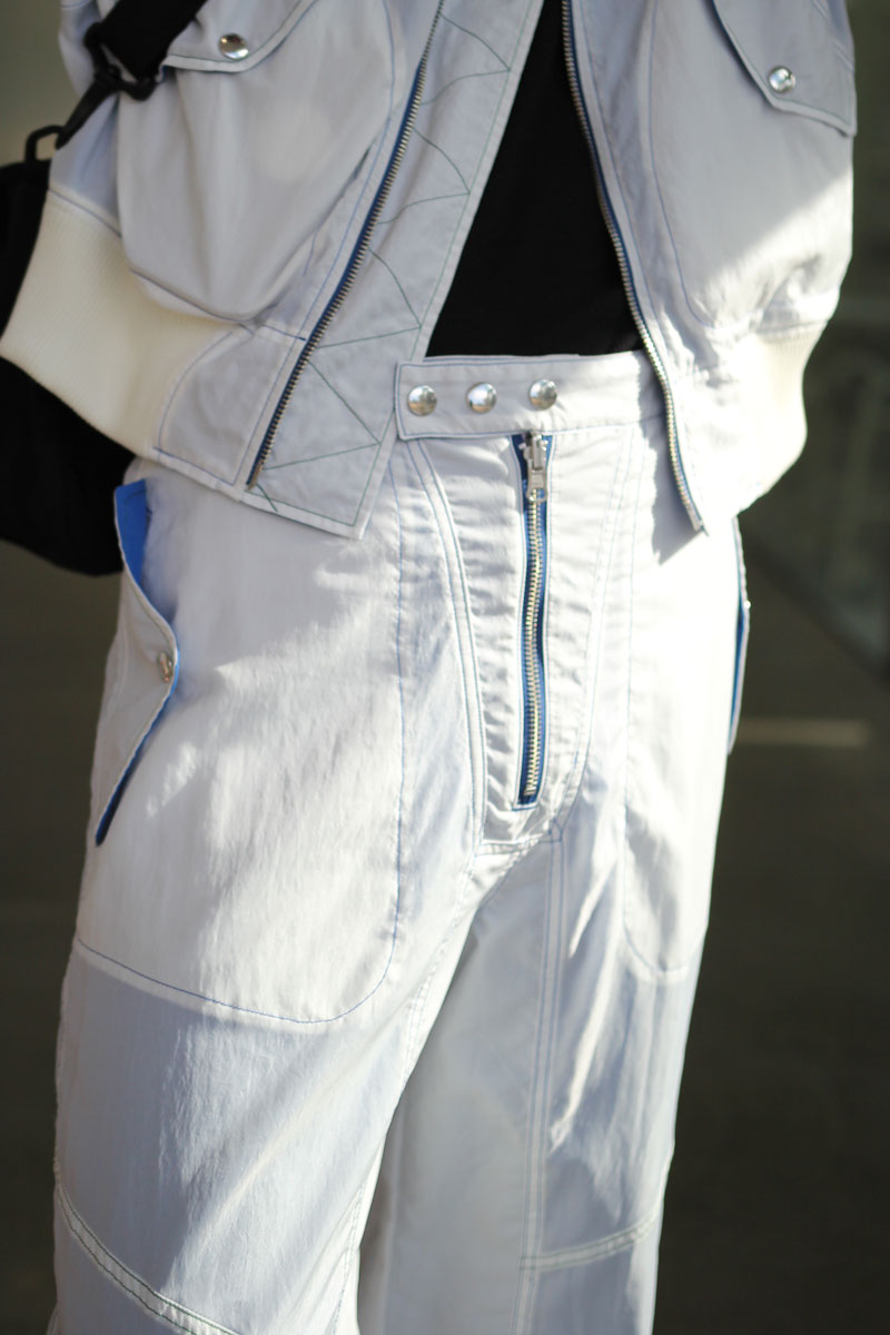 SHEER NYLON FLIGHT TROUSERS / WHITE [20% OFF]