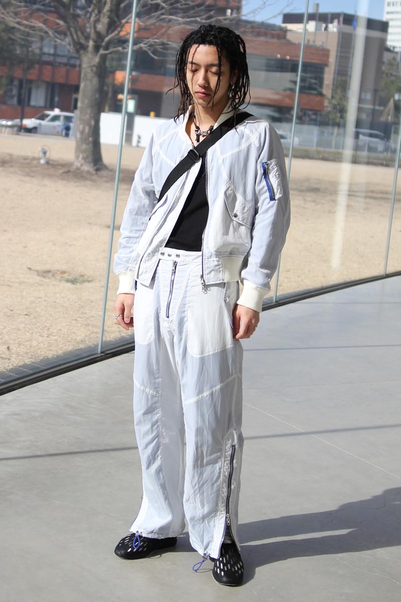 SHEER NYLON FLIGHT TROUSERS / WHITE [20% OFF]