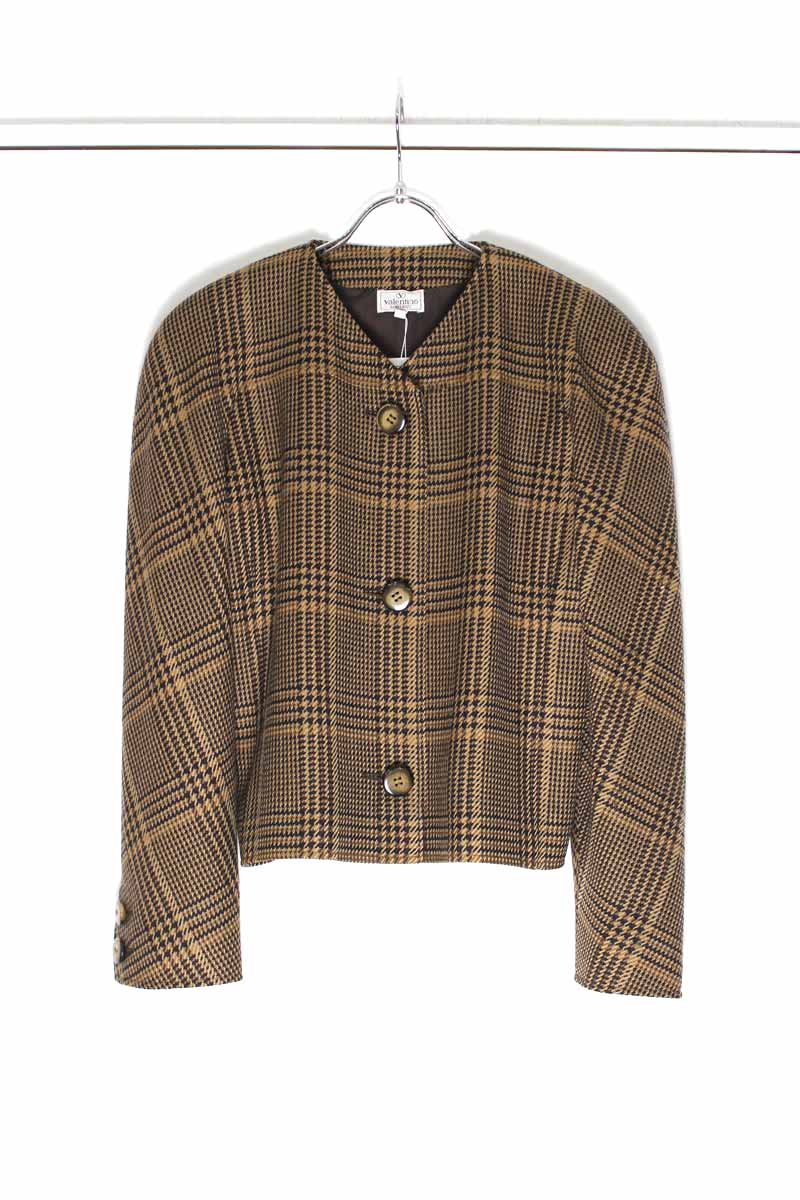 VALENTINO | 90'S COLLARLESS CHECK JACKET [USED]