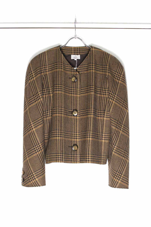 VALENTINO | 90'S COLLARLESS CHECK JACKET [USED]