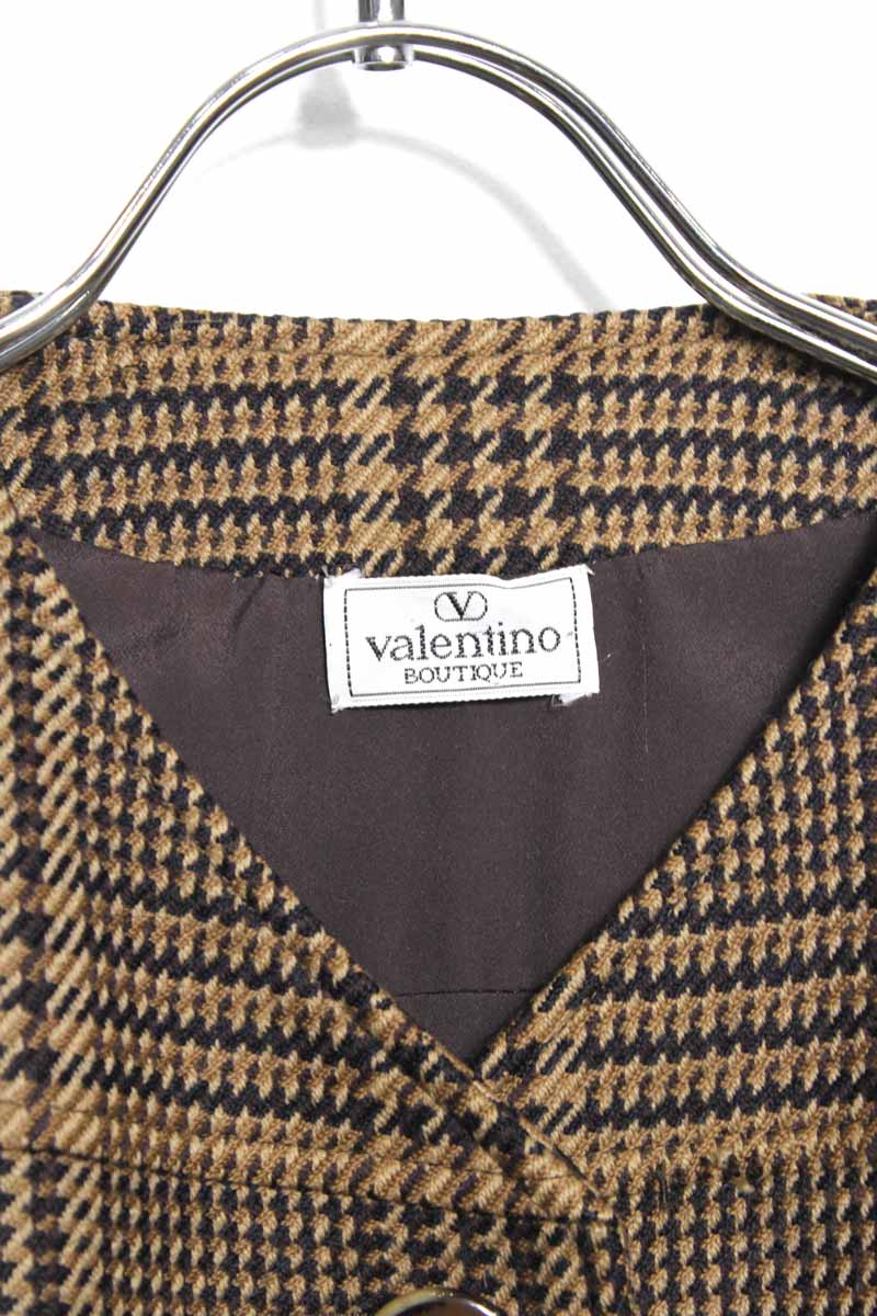 VALENTINO | 90'S COLLARLESS CHECK JACKET [USED]