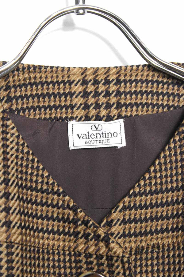 VALENTINO | 90'S COLLARLESS CHECK JACKET [USED]