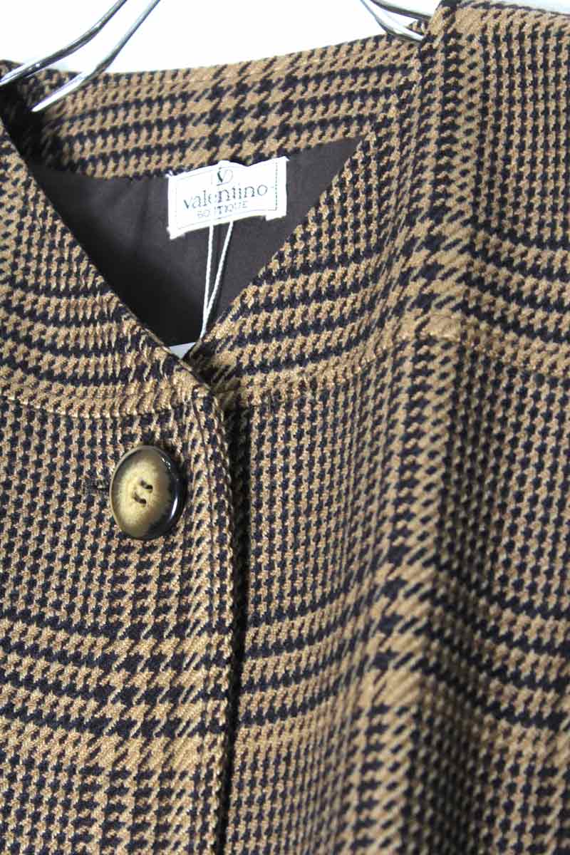 VALENTINO | 90'S COLLARLESS CHECK JACKET [USED]
