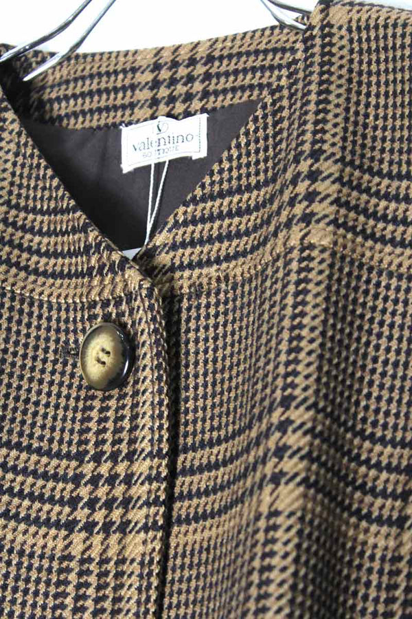 VALENTINO | 90'S COLLARLESS CHECK JACKET [USED]