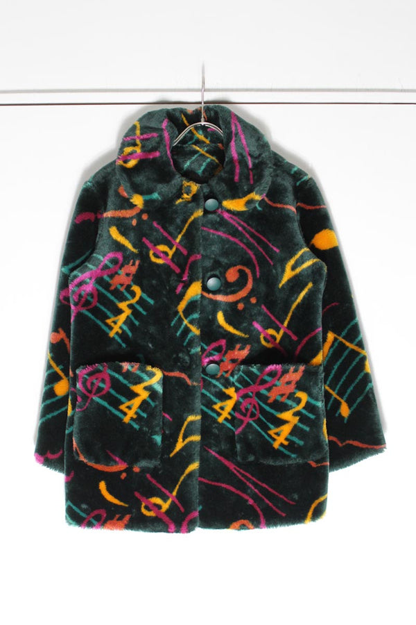NANA KIDS | MADE IN USA 80'S MUSICAL NOTE SYMBOL FUR JACKET [USED]