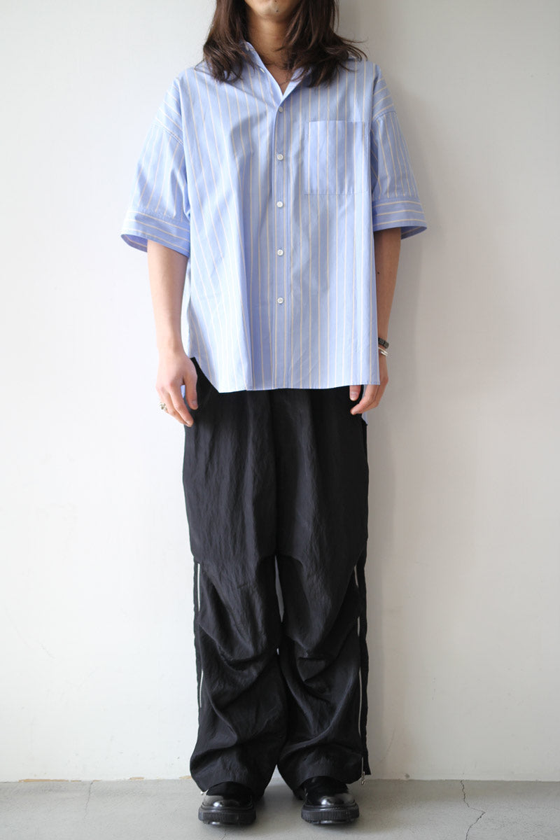 VISCOSE WASHER PARACHUTE ZIP PANTS / BLACK [20%OFF]