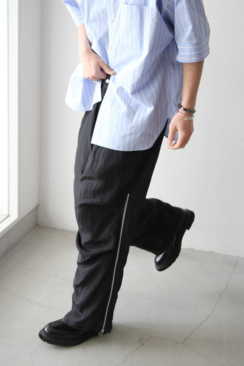 VISCOSE WASHER PARACHUTE ZIP PANTS / BLACK [20%OFF]