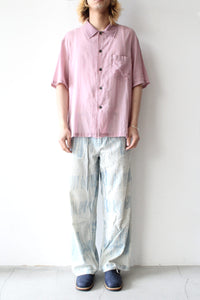 BOX SHIRT SHORT SLEEVE / DUSTY LILAC COATED VOILE 