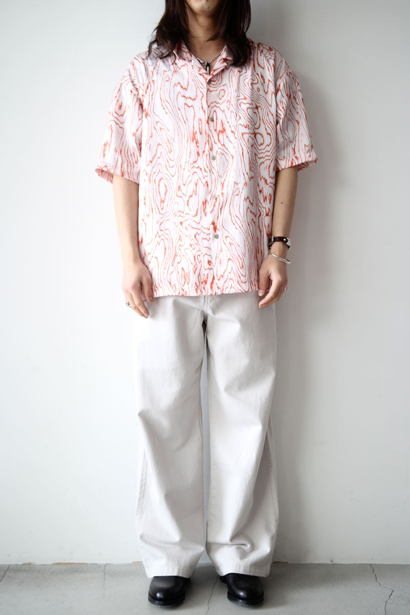 MOIRE SATIN OPEN COLLAR SHIRT / VERMILION [20%OFF]