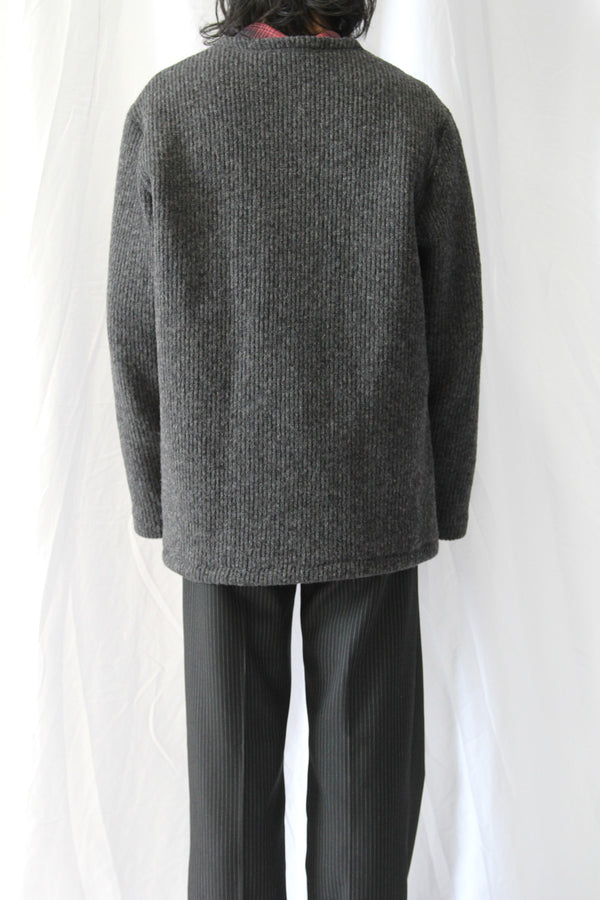LINER CARDIGAN / FROSTED CHARCOAL PRESS WOOL