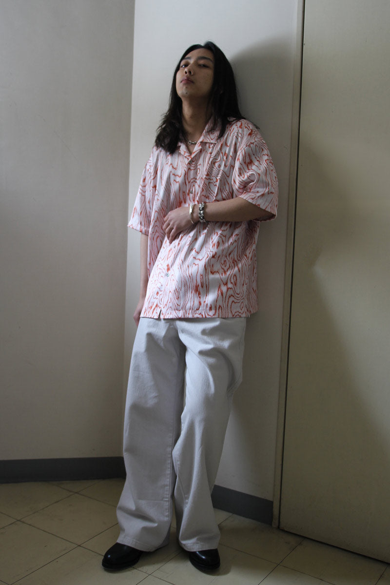 MOIRE SATIN OPEN COLLAR SHIRT / VERMILION [20%OFF]