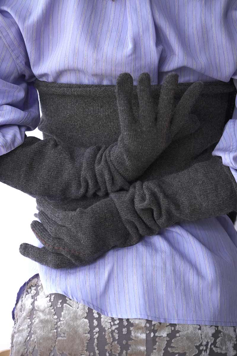 LONG STITCH GLOVES / CHARCOAL [20%OFF]