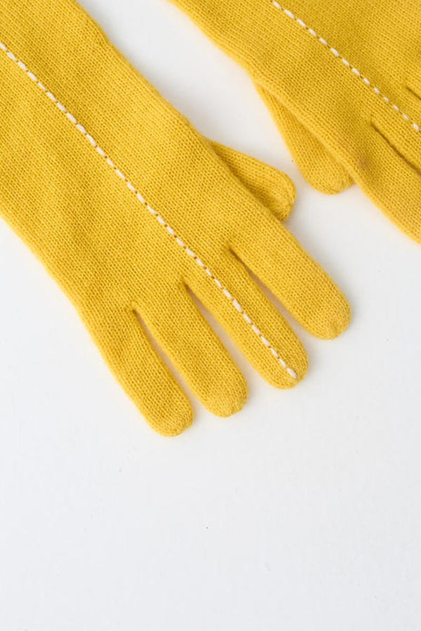 SHORT STITCH GLOVES / YELLOW [20%OFF]