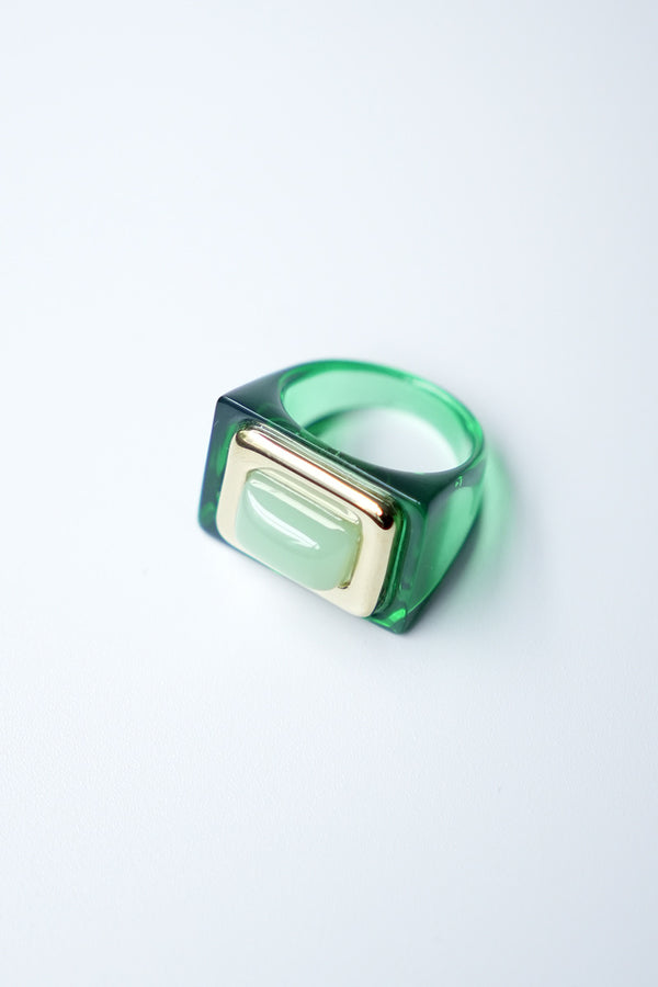 RECTANGLE RING / JADE-OXIDISED GREEN