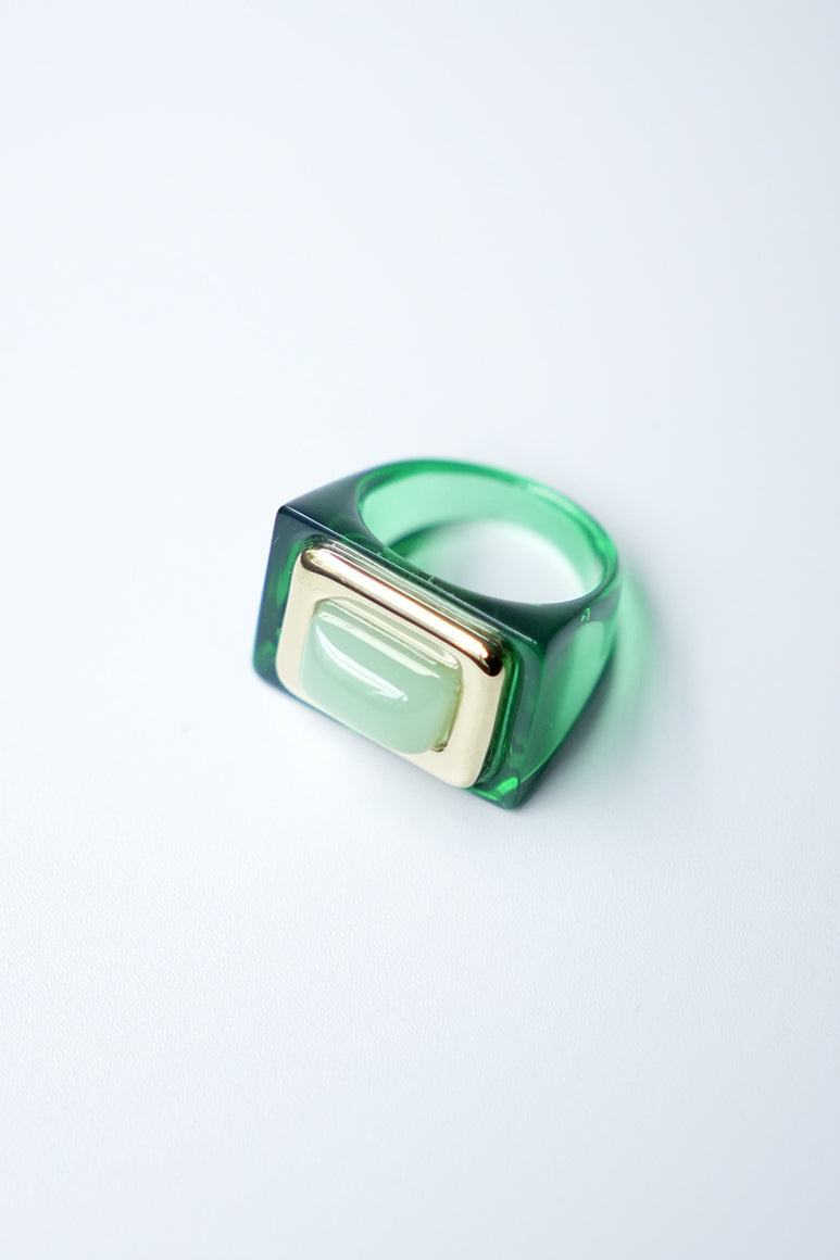 RECTANGLE RING / JADE-OXIDISED GREEN