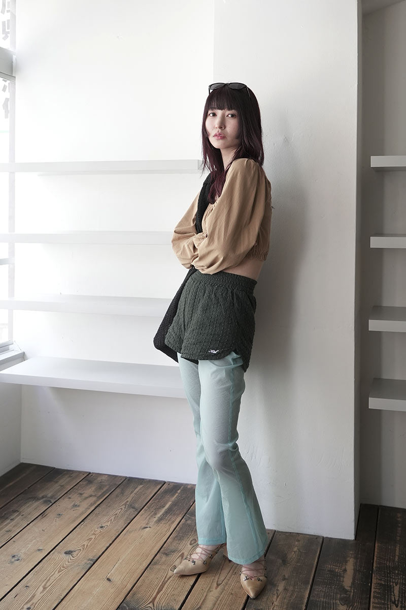 SKIN PU SEE-THROUGH PANTS / LIGHT BLUE