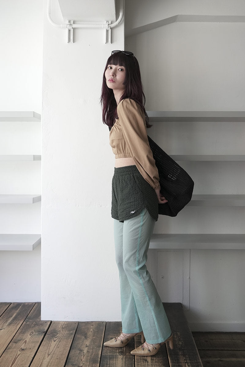 SKIN PU SEE-THROUGH PANTS / LIGHT BLUE
