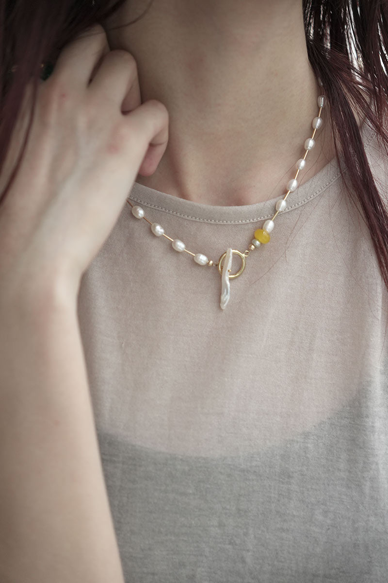 BONAR CHOKER WHITE / GOLD FILLED