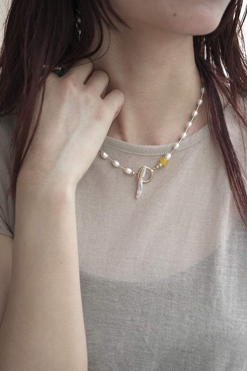 BONAR CHOKER WHITE / GOLD FILLED