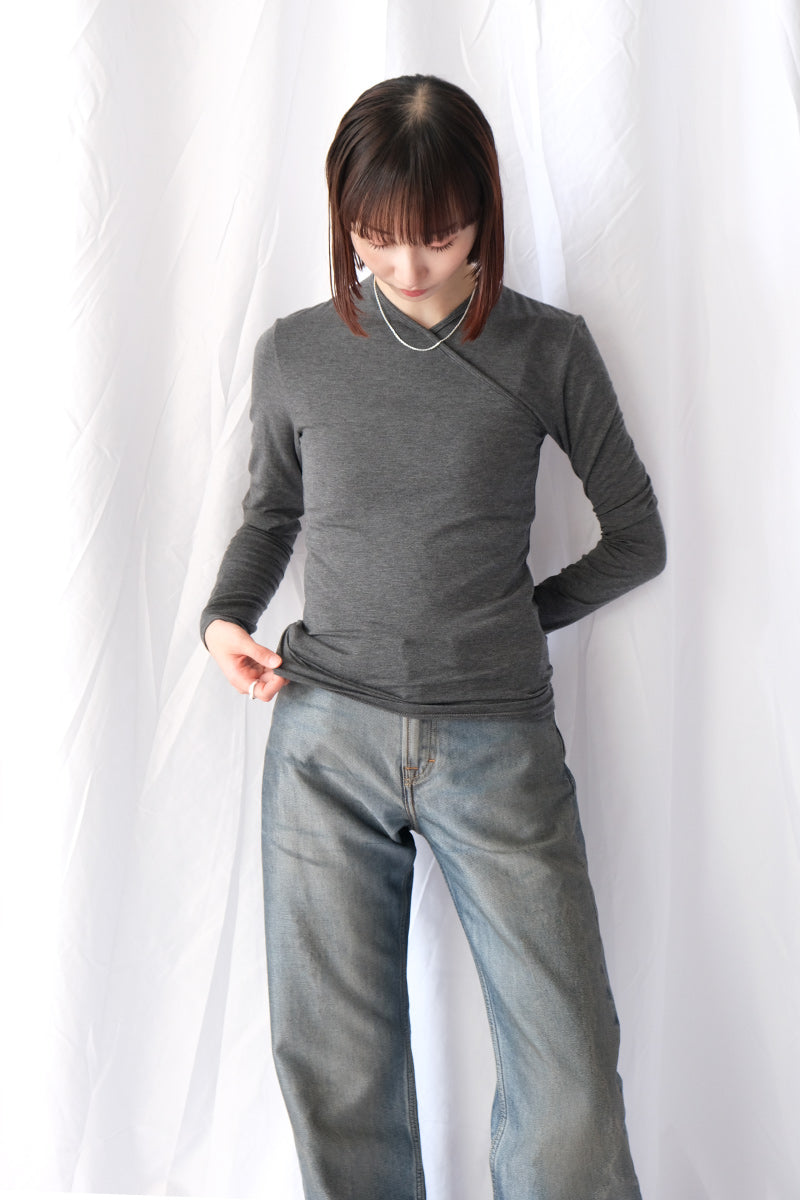 EUCALYPTUS JERSEY CACHE-COEUR TOP / TOP GRAY