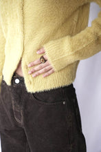 Load image into Gallery viewer, NYLON FUR KNIT CARDIGAN / YELLOW