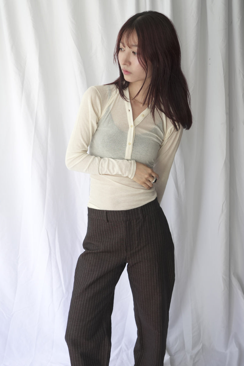 SHEER FRAISE DISTORTED HENRY / ECRU