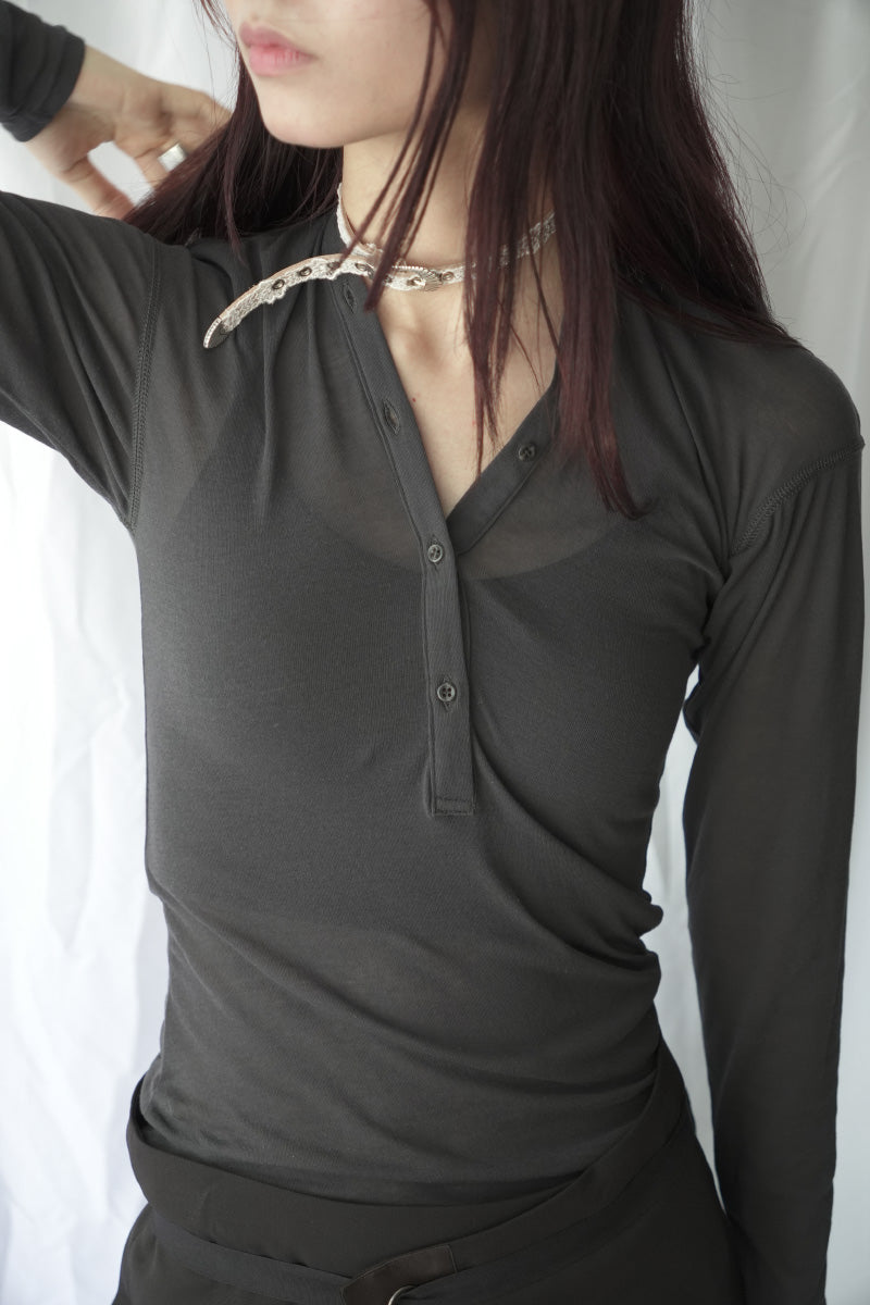 SHEER FRAISE DISTORTED HENRY / CHARCOAL
