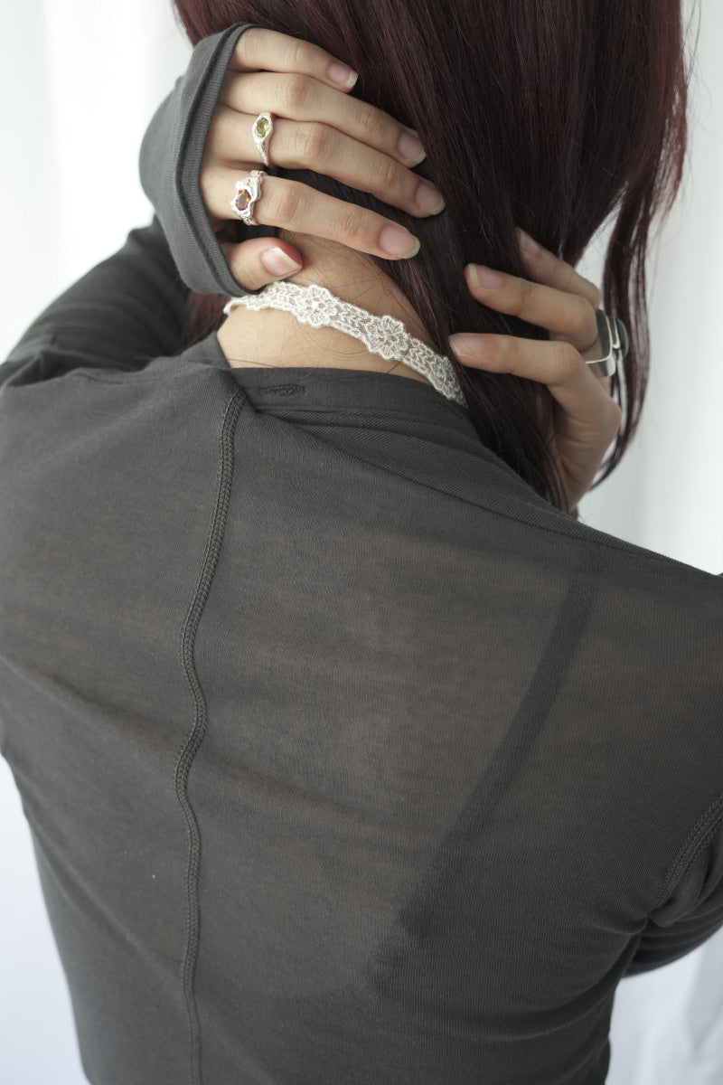 SHEER FRAISE DISTORTED HENRY / CHARCOAL