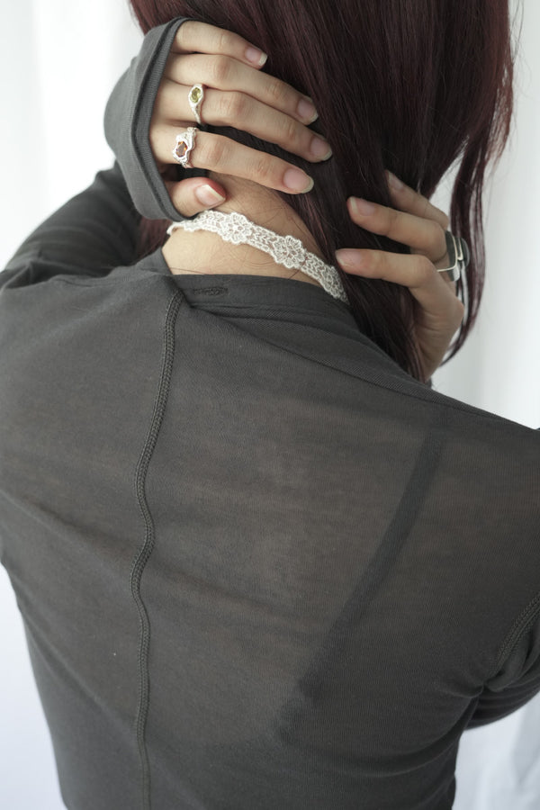 SHEER FRAISE DISTORTED HENRY / CHARCOAL