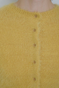 NYLON FUR KNIT CARDIGAN / YELLOW