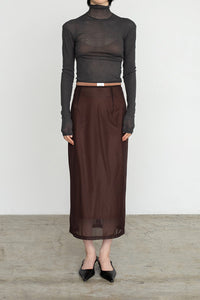 SHEER TRICOT SKIRT WITH INNER / CHOCOLATE