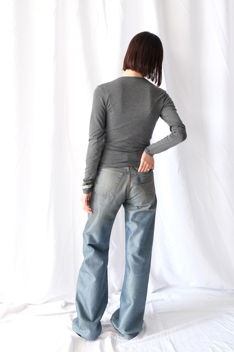 EUCALYPTUS JERSEY CACHE-COEUR TOP / TOP GRAY