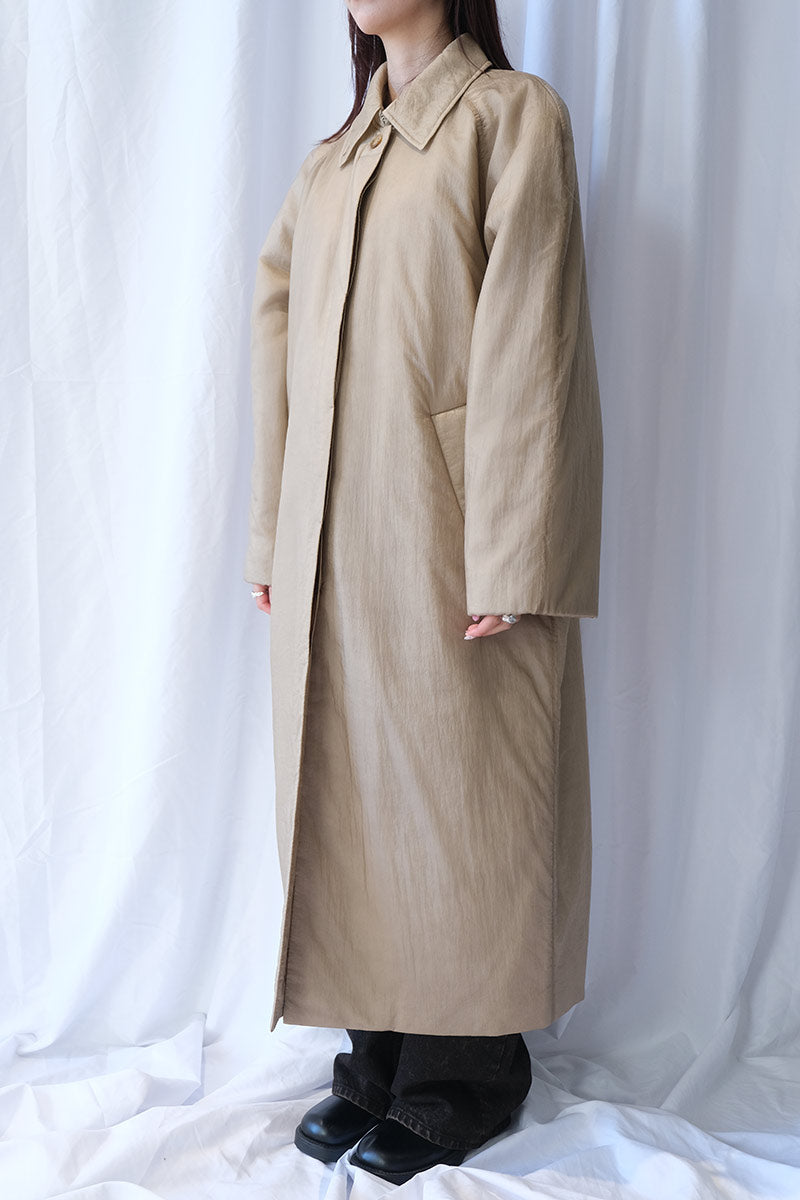 SHEER NYLON PATTED LONG COAT / BEIGE