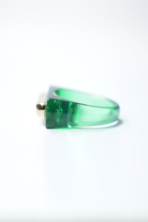 SLIM RECTANGLE RING / OXIDISED GREEN