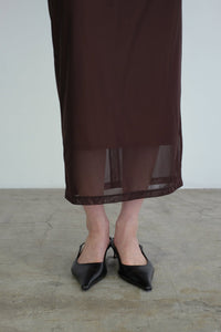 SHEER TRICOT SKIRT WITH INNER / CHOCOLATE