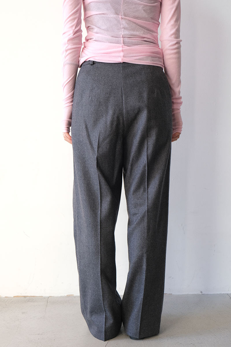 SOFT WOOL SIDE BUTTON FLY SLACKS / TOP GRAY