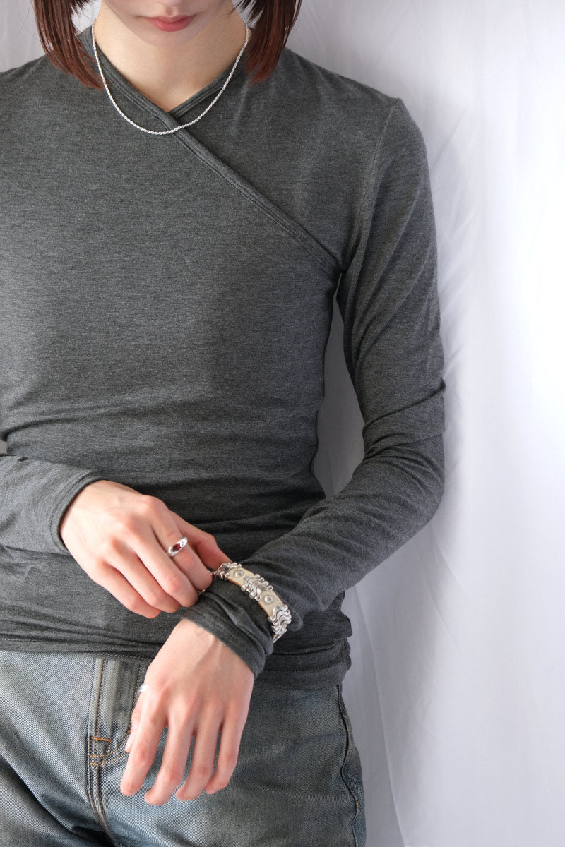 EUCALYPTUS JERSEY CACHE-COEUR TOP / TOP GRAY
