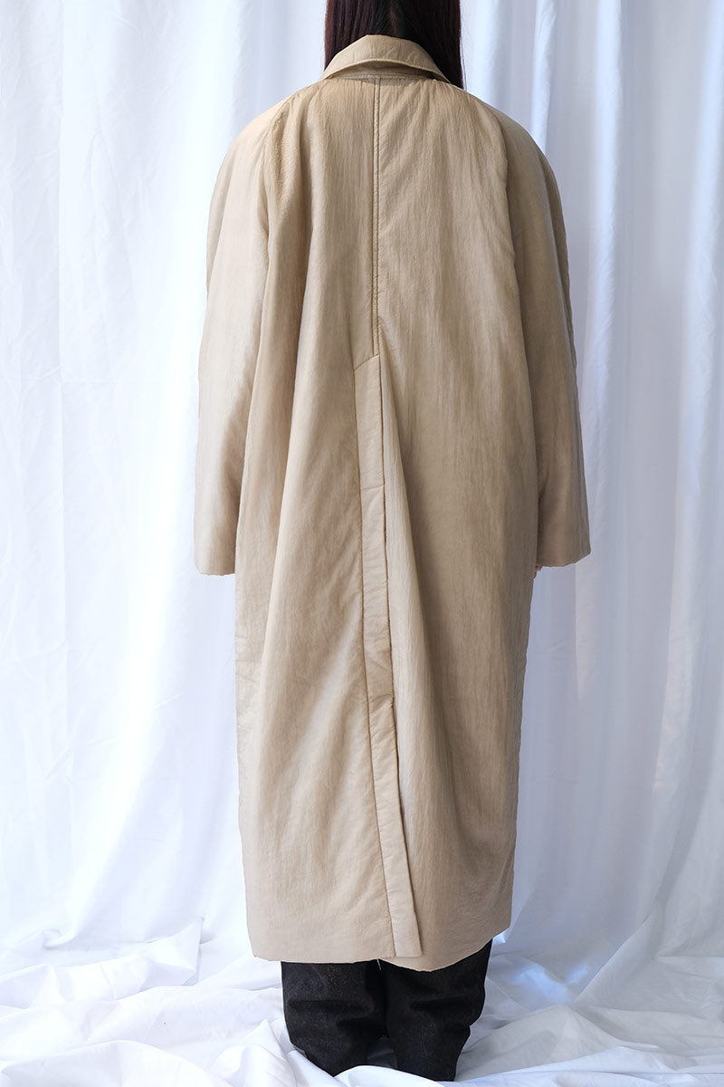 SHEER NYLON PATTED LONG COAT / BEIGE