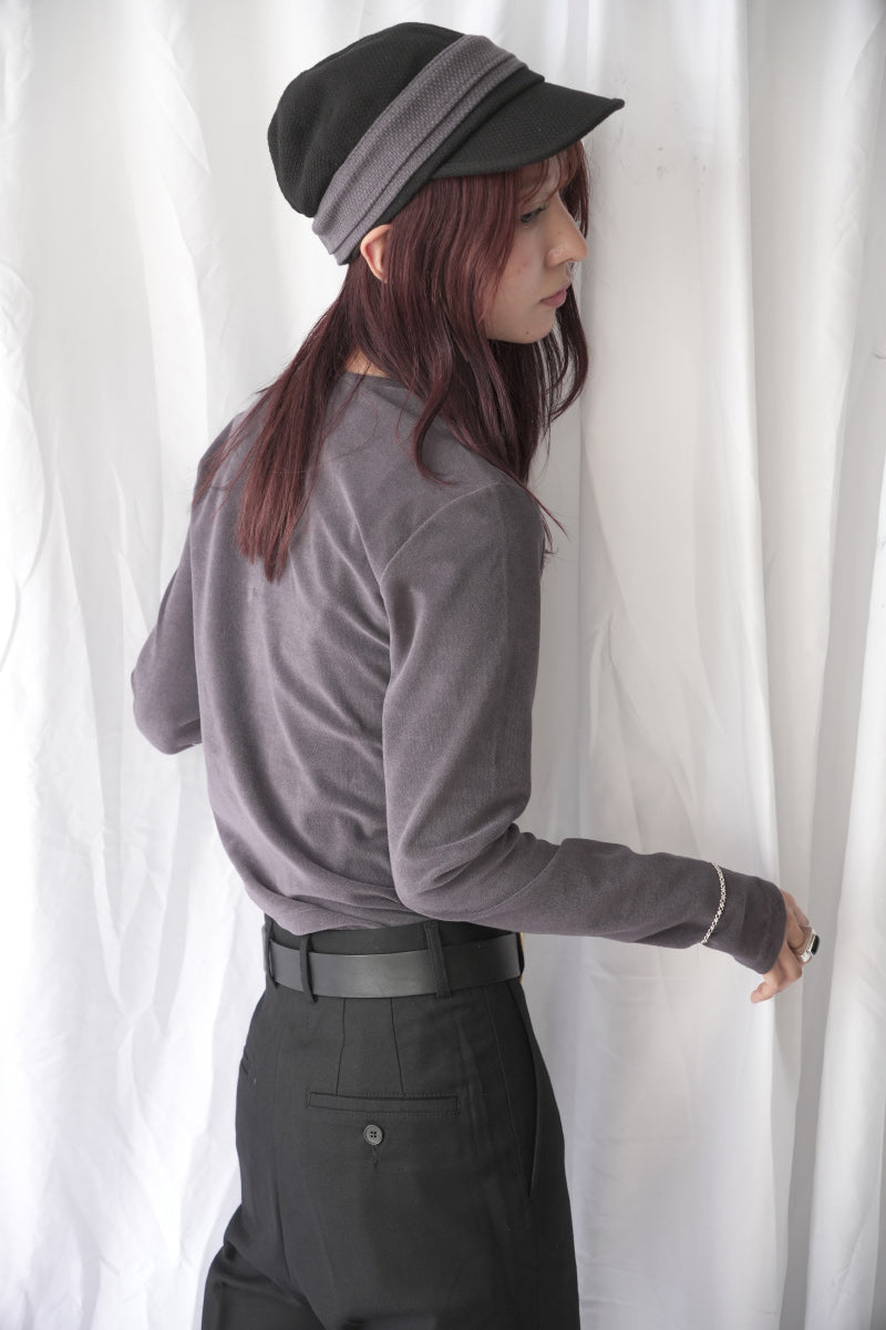 HIGH GAUGE PILE TIGHT HEM CARDIGAN / CHARCOAL