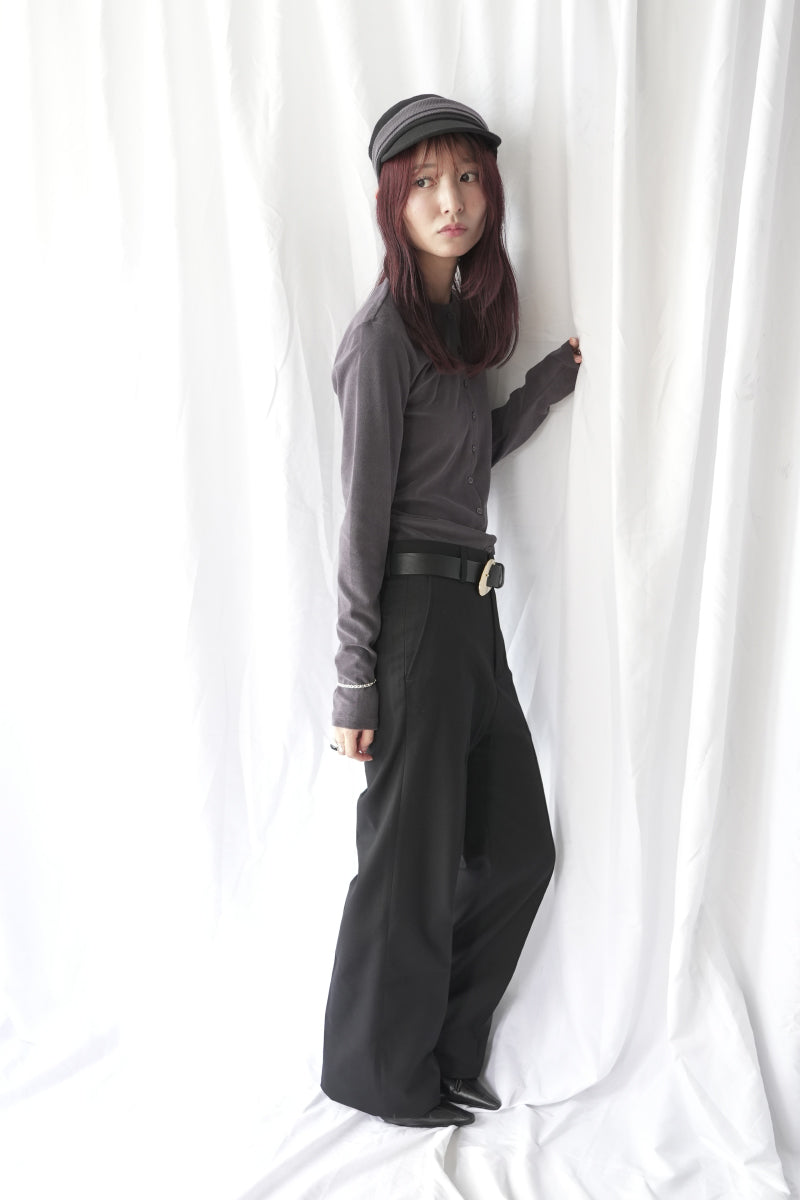 HIGH GAUGE PILE TIGHT HEM CARDIGAN / CHARCOAL