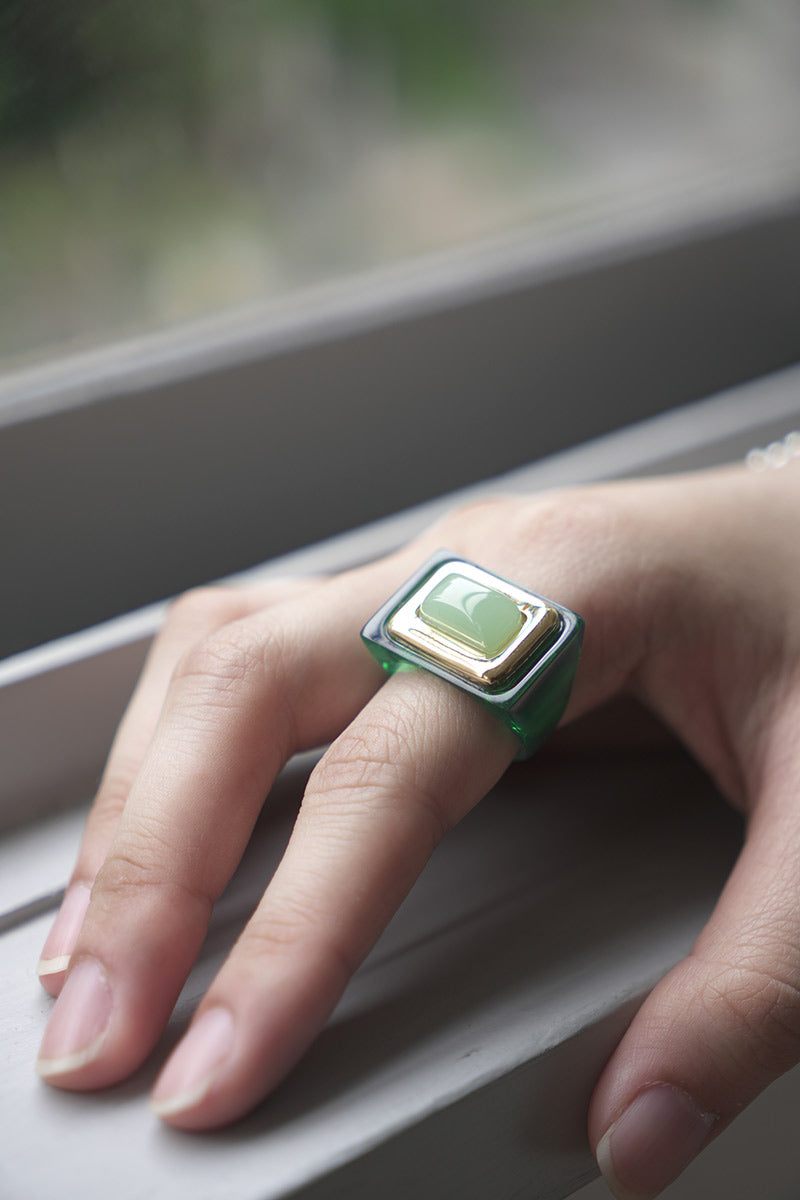RECTANGLE RING / 제이드 산화 그린