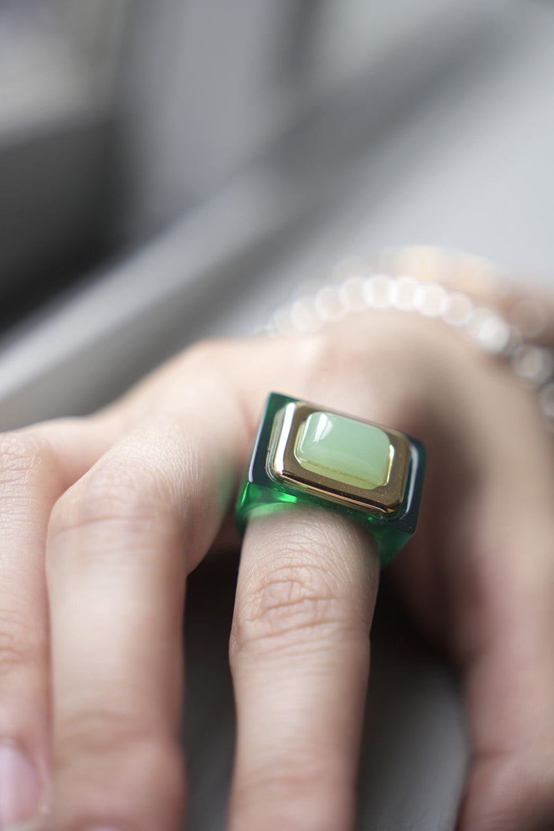 RECTANGLE RING / 제이드 산화 그린