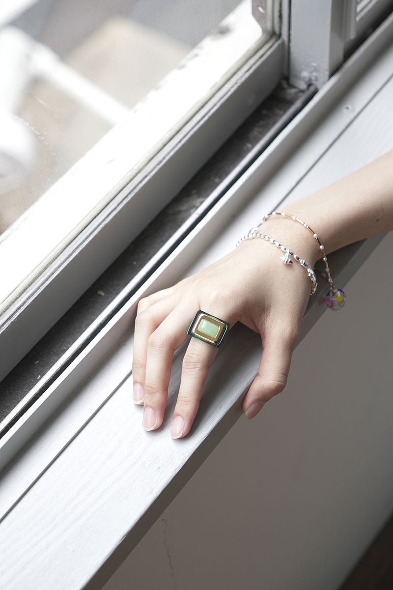 RECTANGLE RING / 제이드 산화 그린