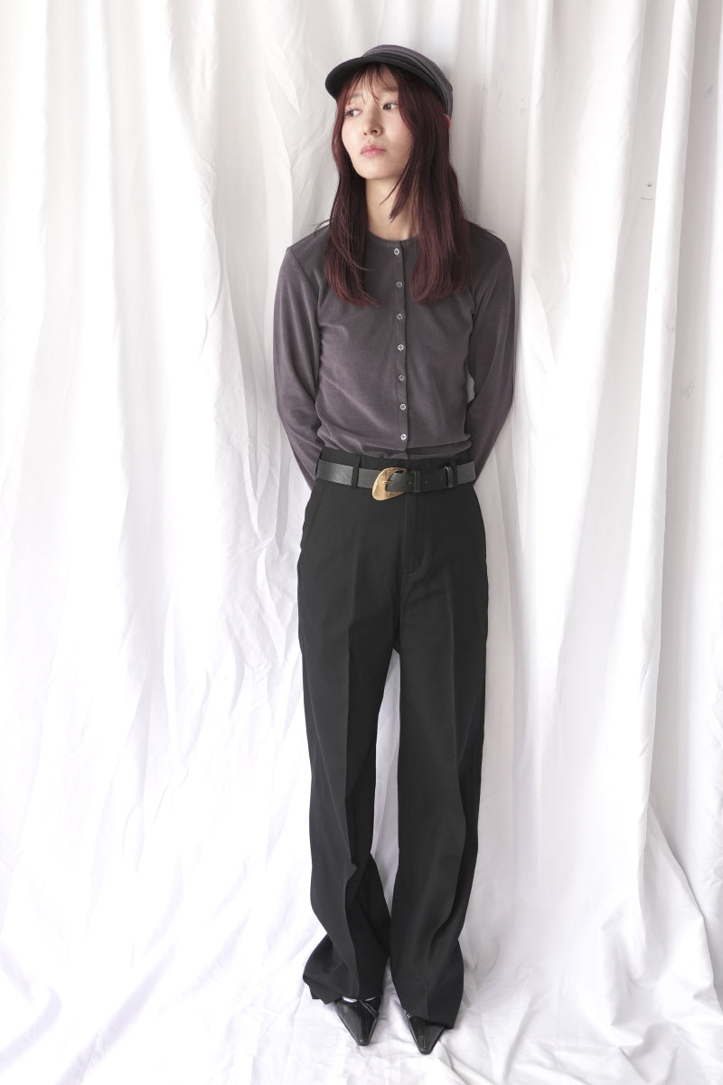 HIGH GAUGE PILE TIGHT HEM CARDIGAN / CHARCOAL