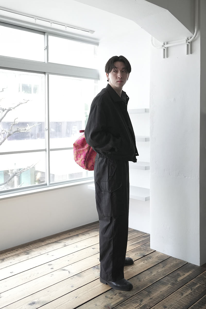 SHARK COLLAR JACKET LINE HEMP TWILL / BLACK [神戸店]