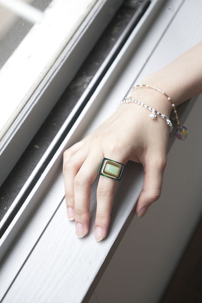 RECTANGLE RING / 제이드 산화 그린