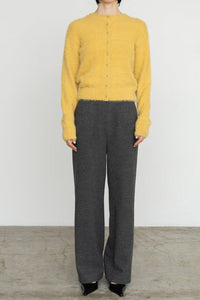 NYLON FUR KNIT CARDIGAN / YELLOW
